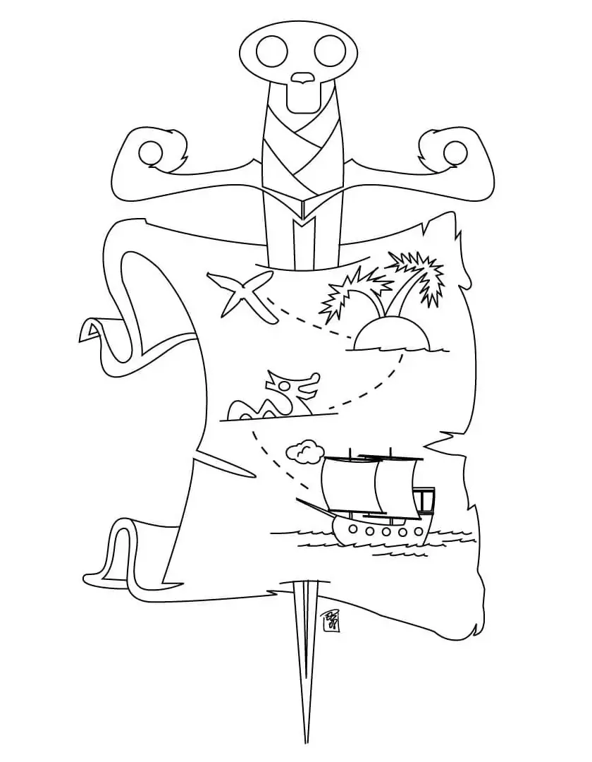 Treasure map coloring page