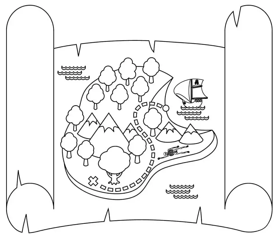 Treasure map coloring page printable coloring page