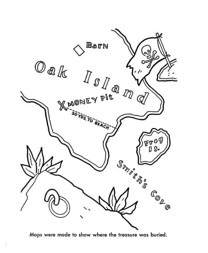 Treasure map coloring page