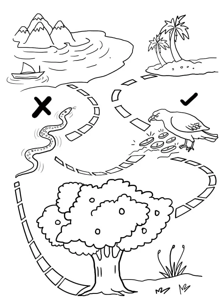 Treasure map coloring page