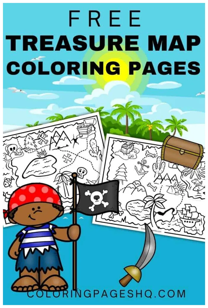 Fun treasure map coloring maps free pdf printables coloring pages hq