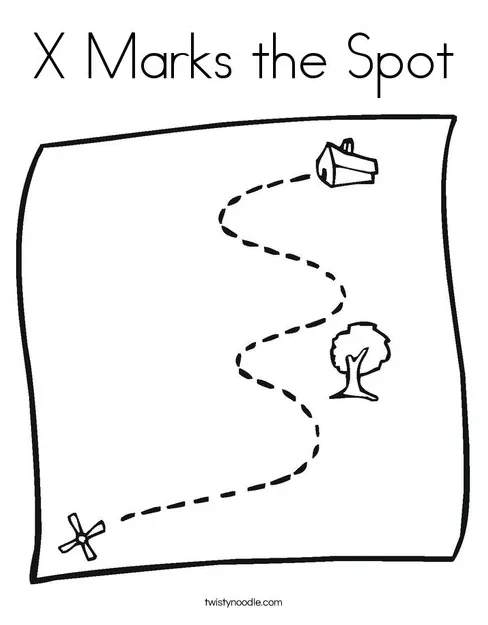 X marks the spot coloring page twisty noodle