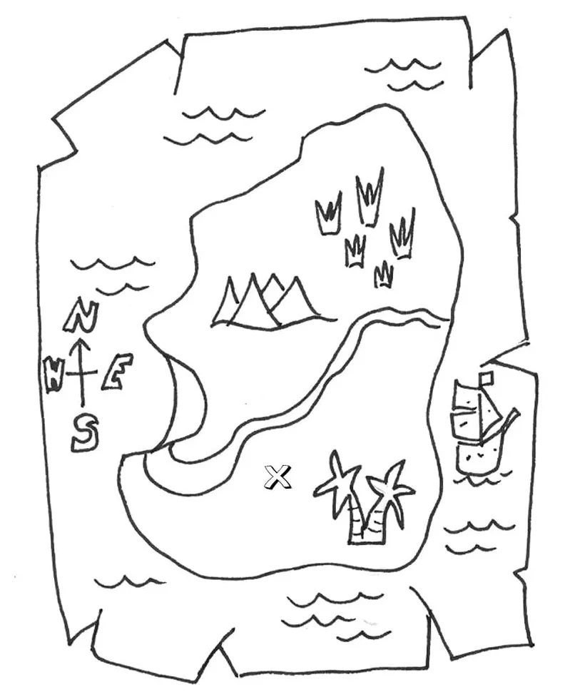 X marks the spot coloring page