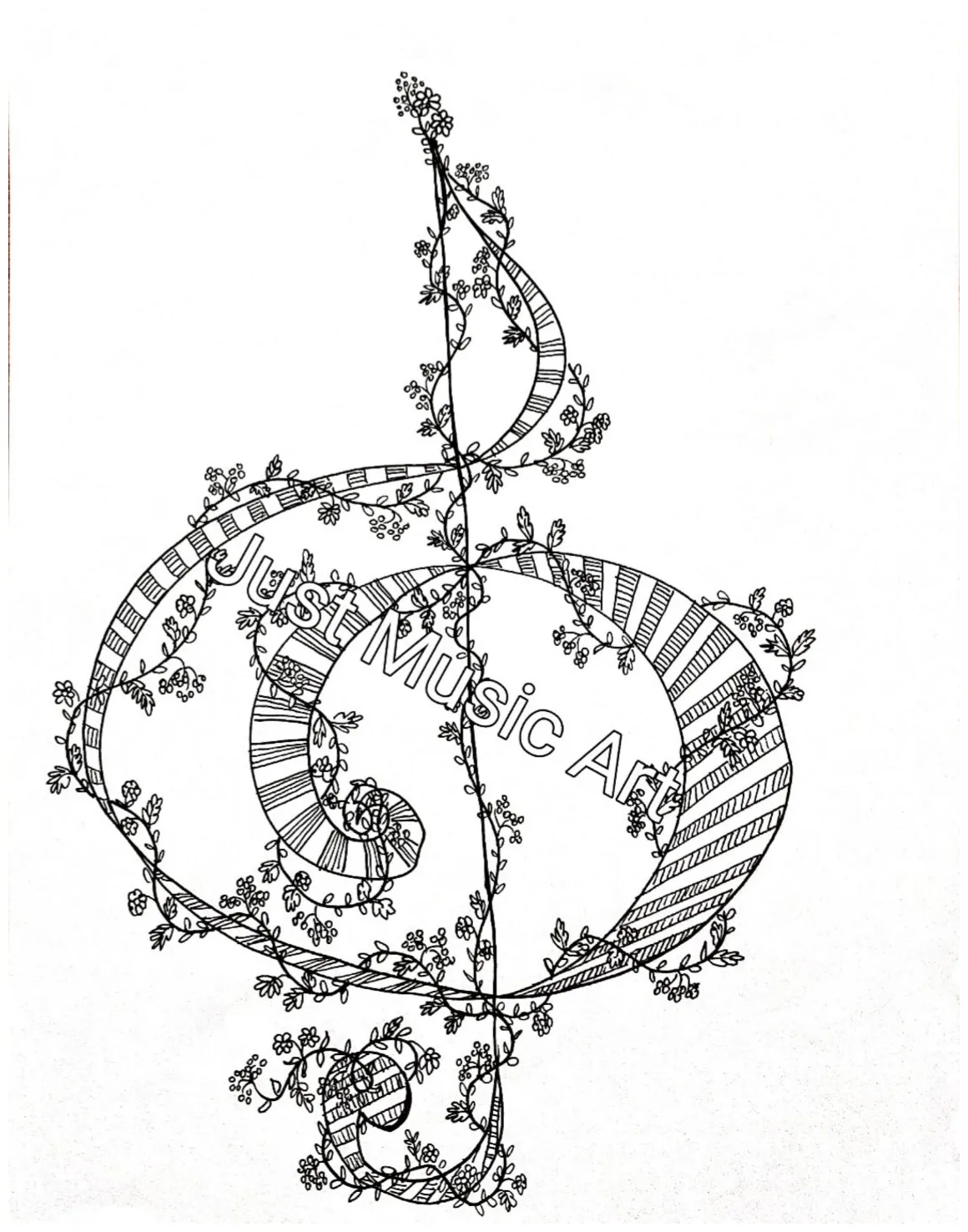 Printable coloring page treble clef etsy