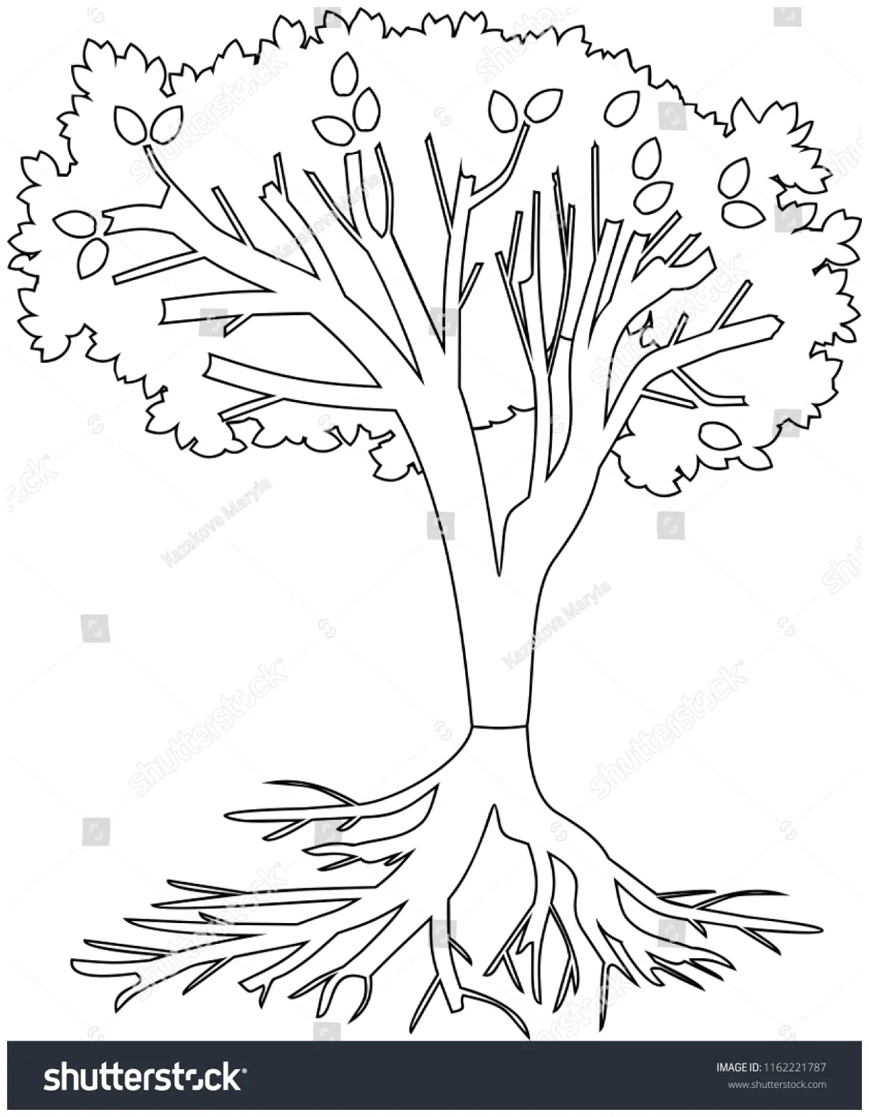 Coloring page tree root system stock vector 1162221787