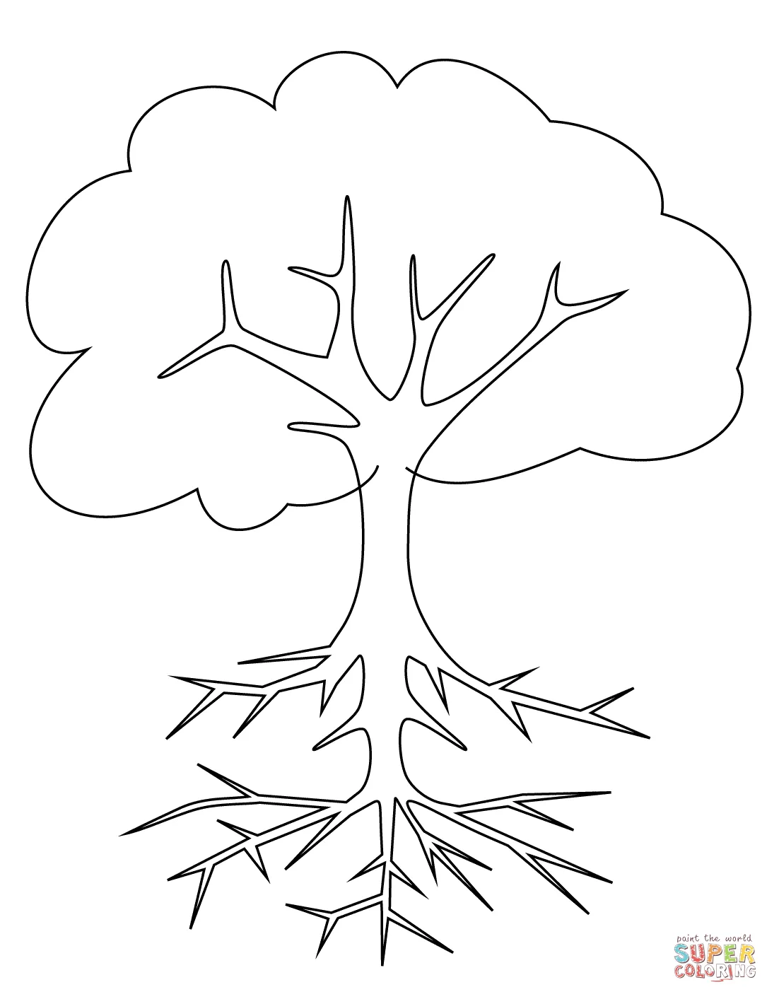 Tree with roots coloring page free printable coloring pages