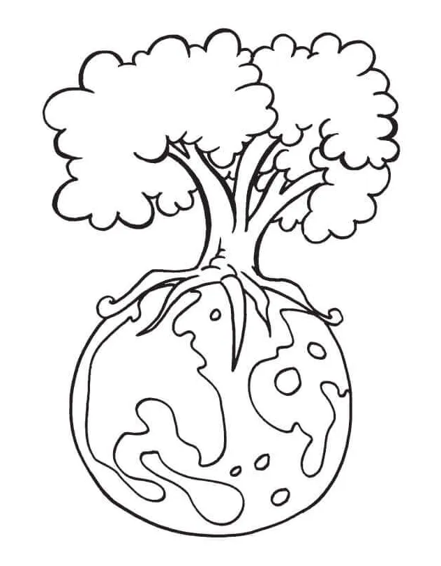 Tree with root system by water coloring pages