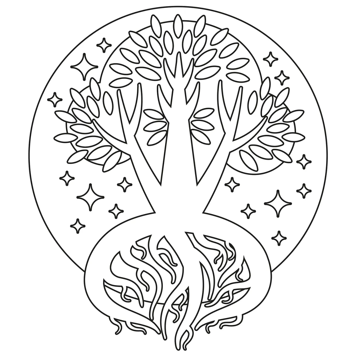 Tree with roots coloring page colouringpages