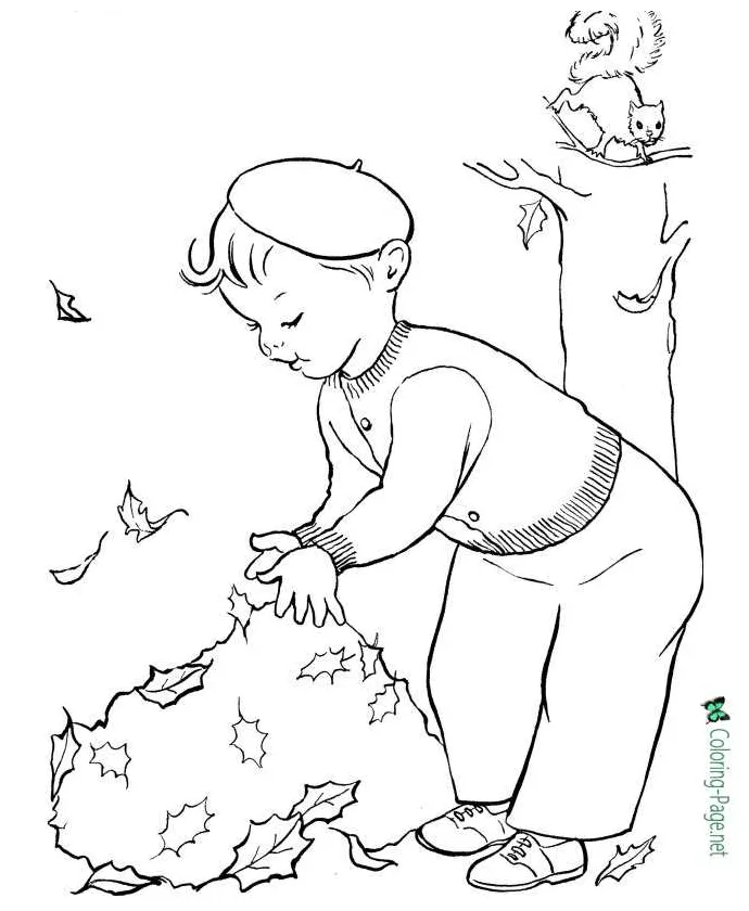 Tree leaves coloring pages