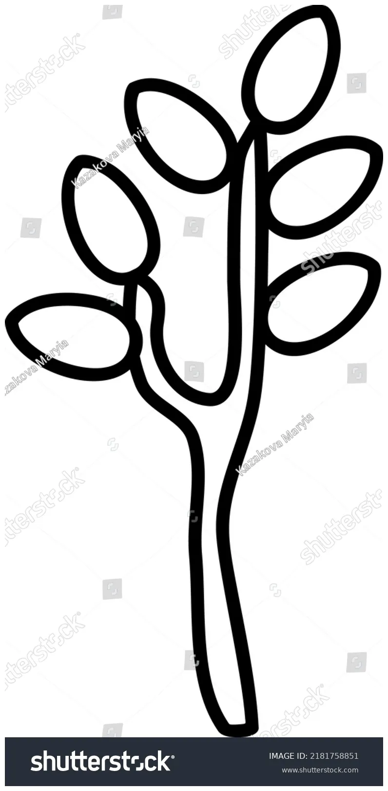 Coloring page cartoon tree leaves childrens stock vector