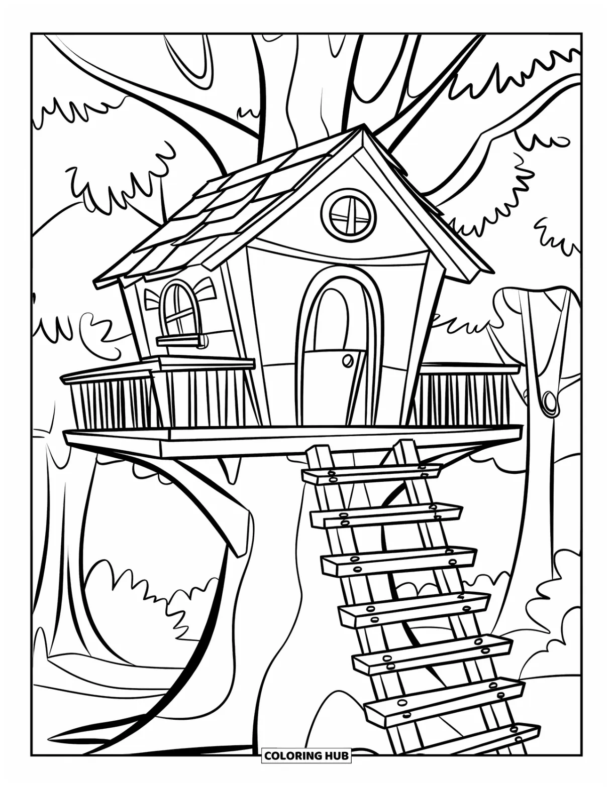 120+ treehouse coloring pages for kids & adults free printable pdfs