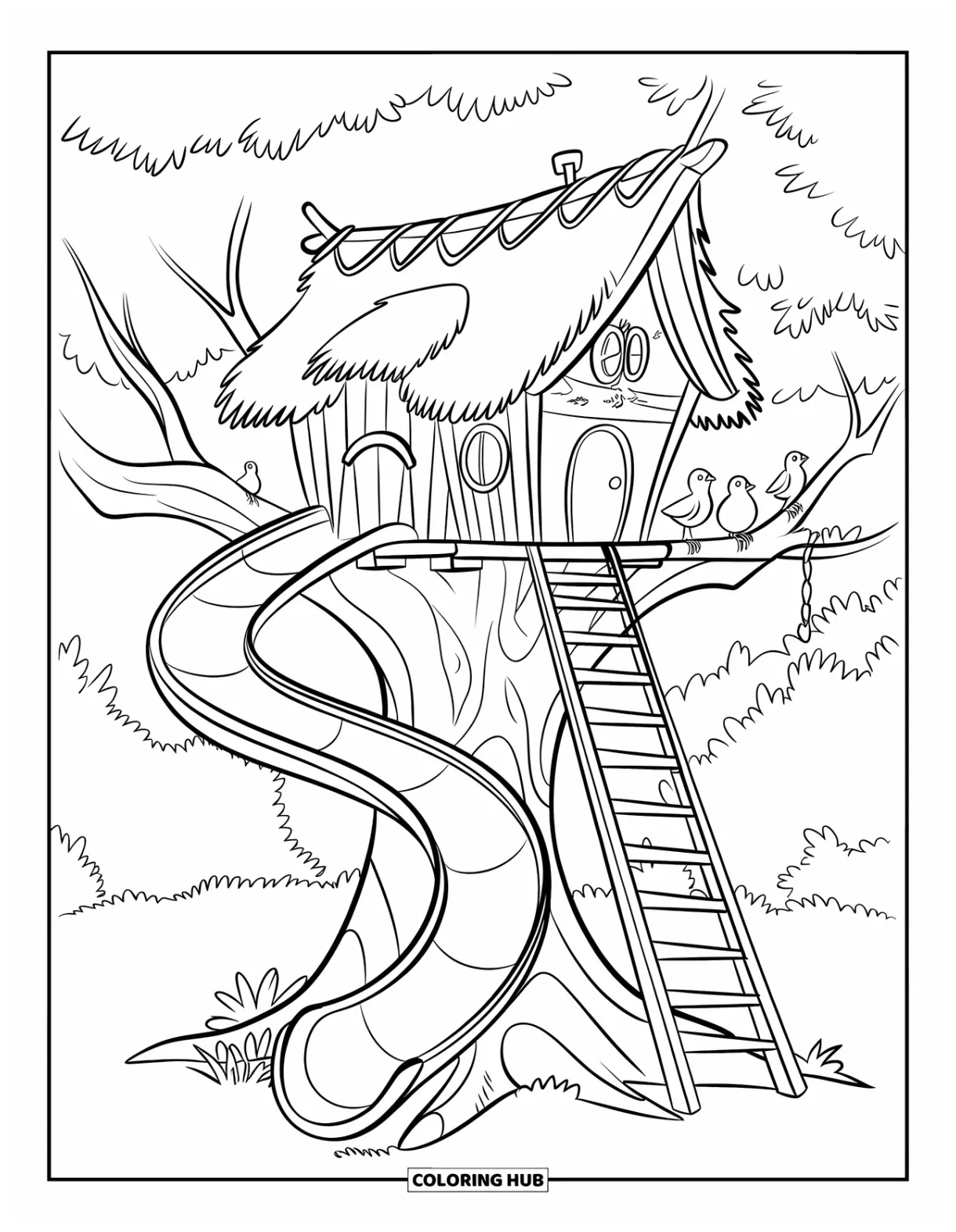 120+ treehouse coloring pages for kids & adults free printable pdfs