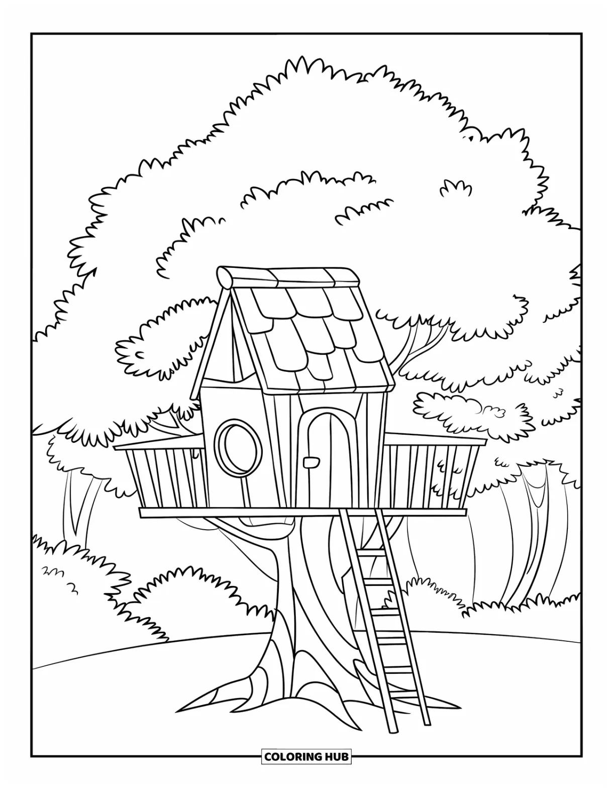 120+ treehouse coloring pages for kids & adults free printable pdfs
