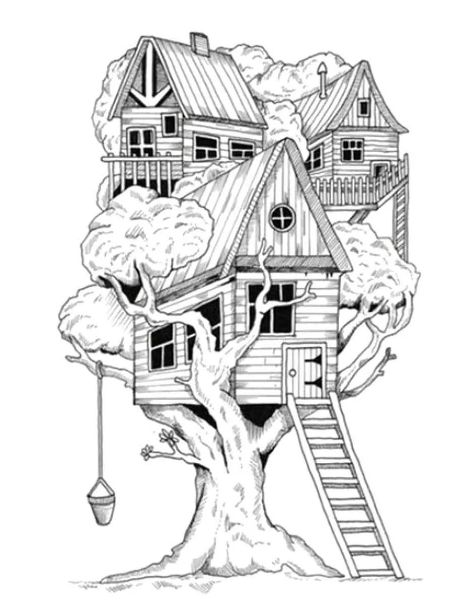 Tree house coloring pages