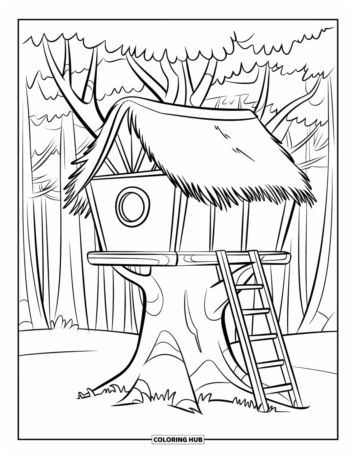 120+ treehouse coloring pages for kids & adults free printable pdfs