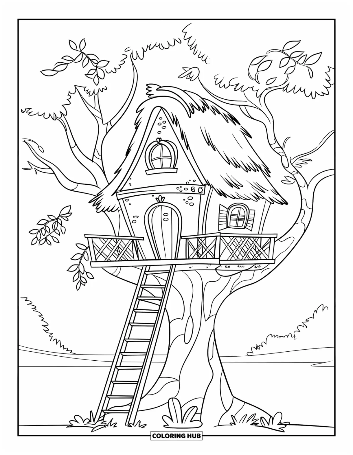 120+ treehouse coloring pages for kids & adults free printable pdfs