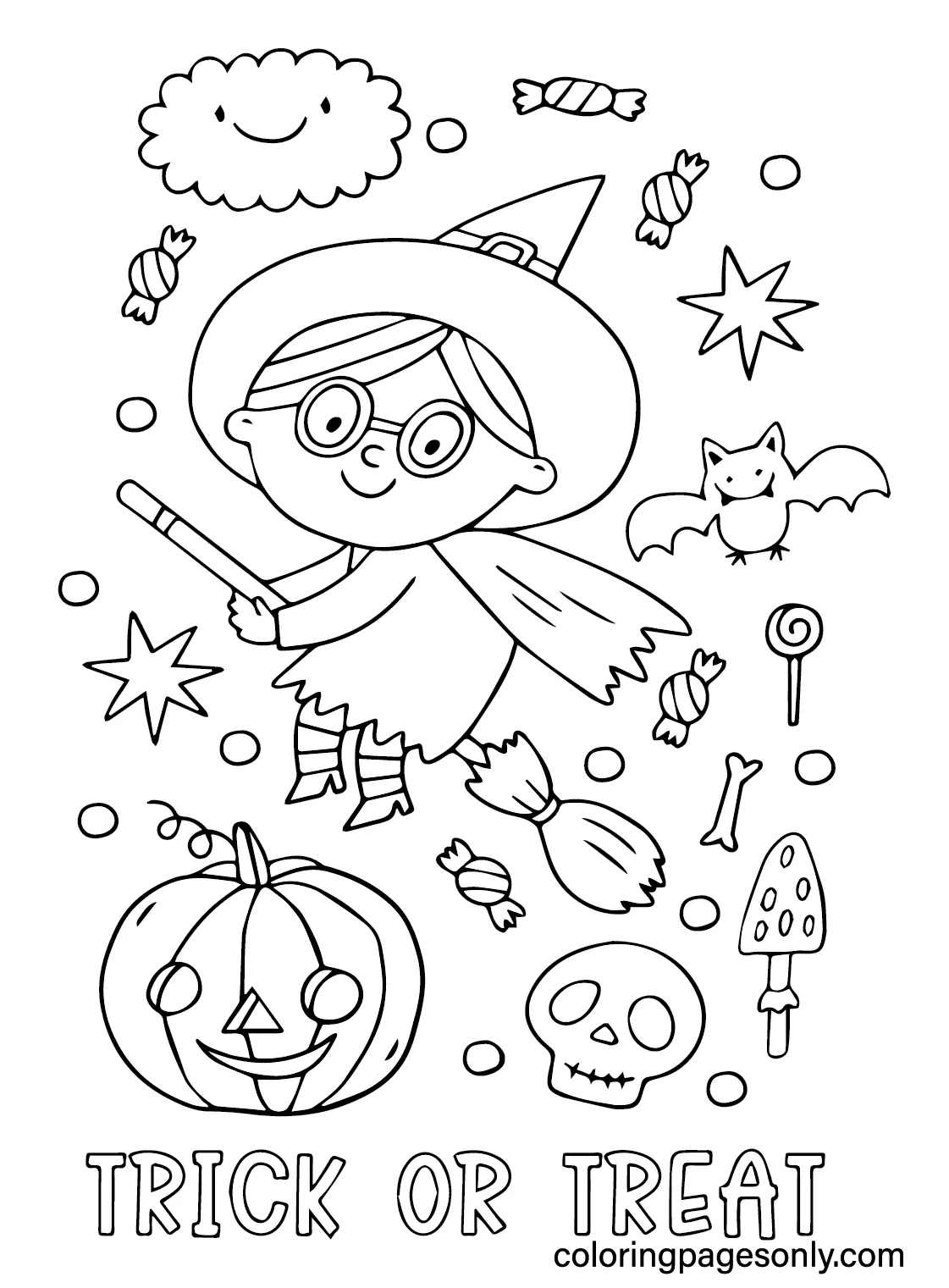 Trick or treat s to color free printable coloring pages printable coloring page
