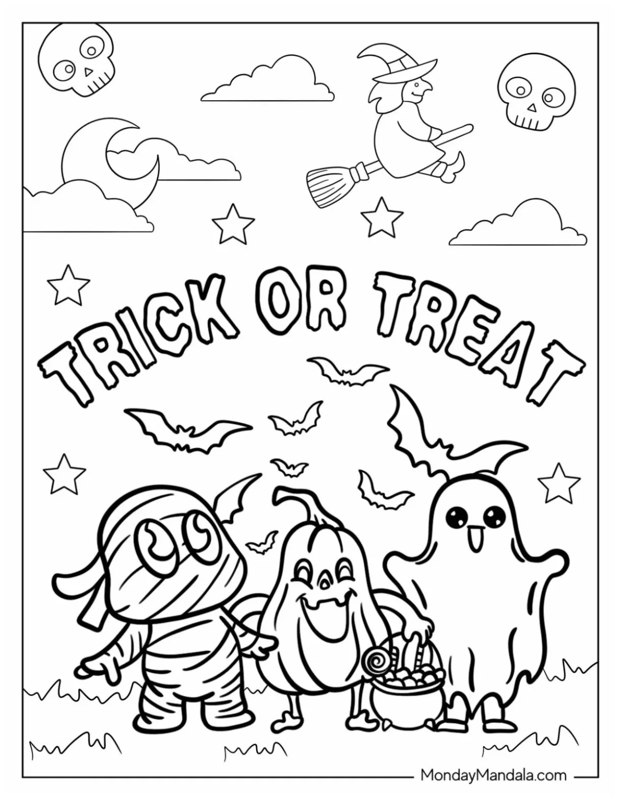 41 trick-or-treat coloring pages free pdf printables