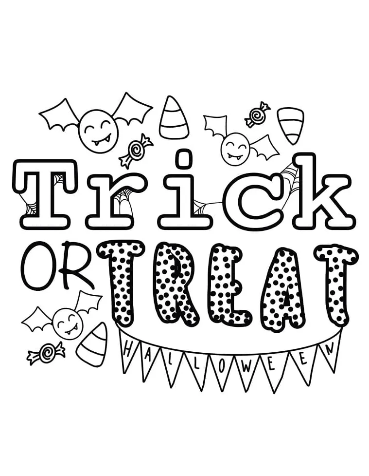 Print trick or treat coloring page download, print or color online