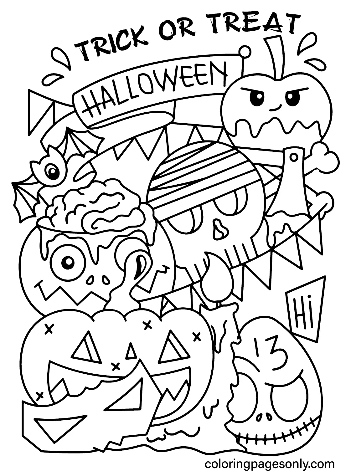 S trick or treat coloring page free printable coloring pages