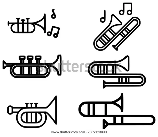 47 Trombone Coloring Page Stock Vectors and Vector Art | Shutterstock