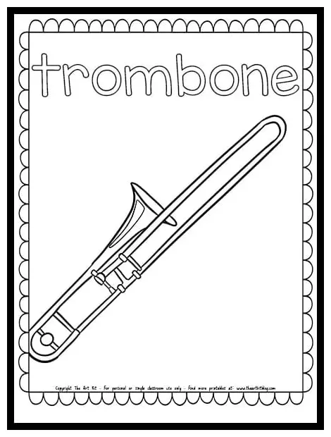 Trombone Coloring Page FREE PRINTABLE Download - The Art Kit