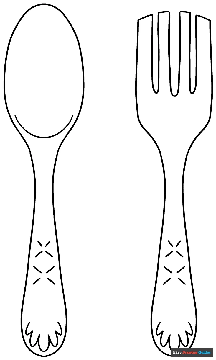 Fork coloring page fork and sausage coloring page