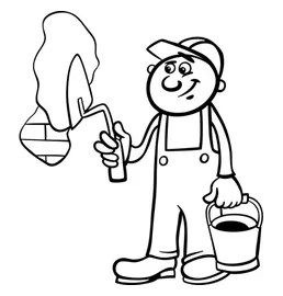 Worker with trowel coloring page vector printable coloring page