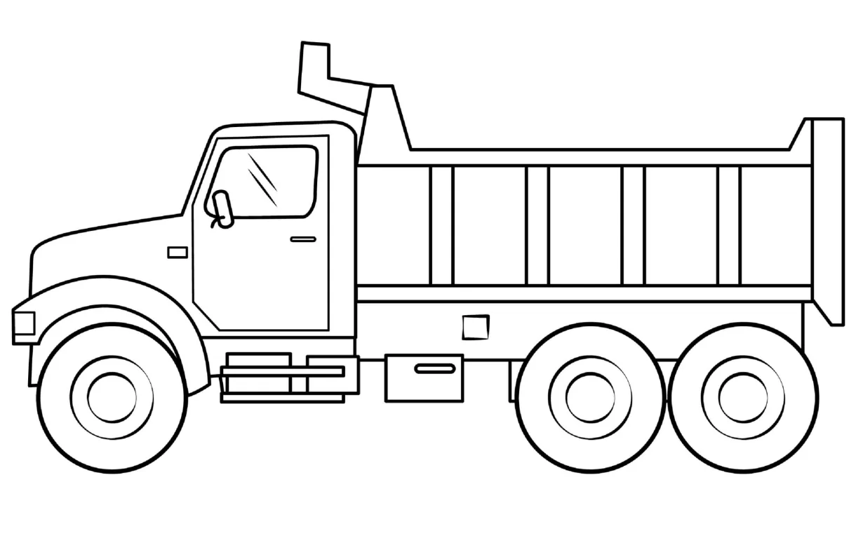 Dump truck free coloring page download, print or color online for free