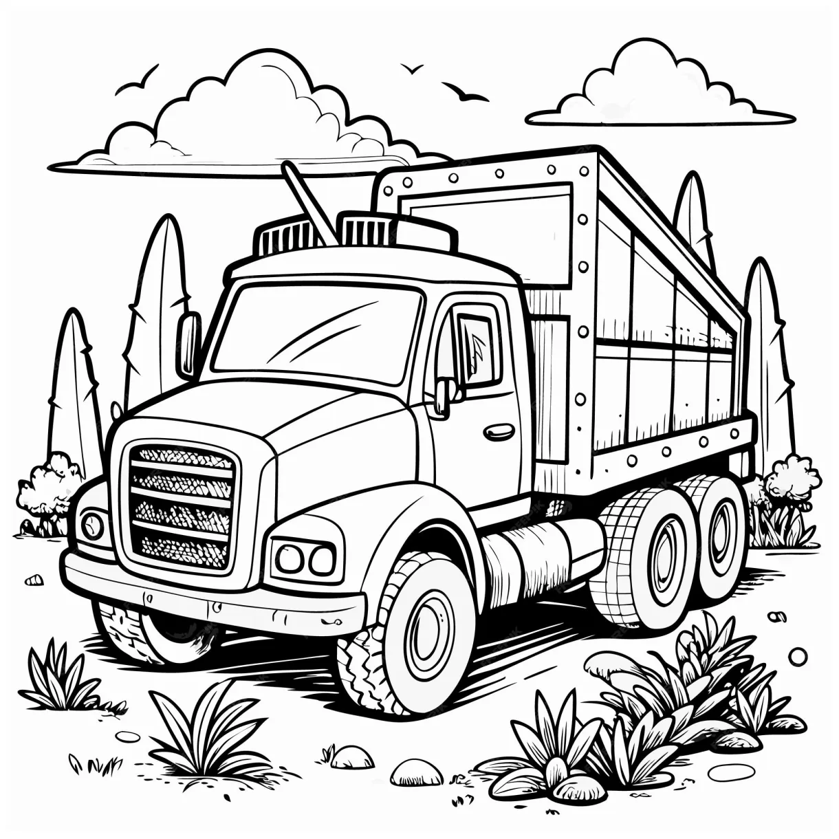 Truck for coloring page premium ai-generated vector