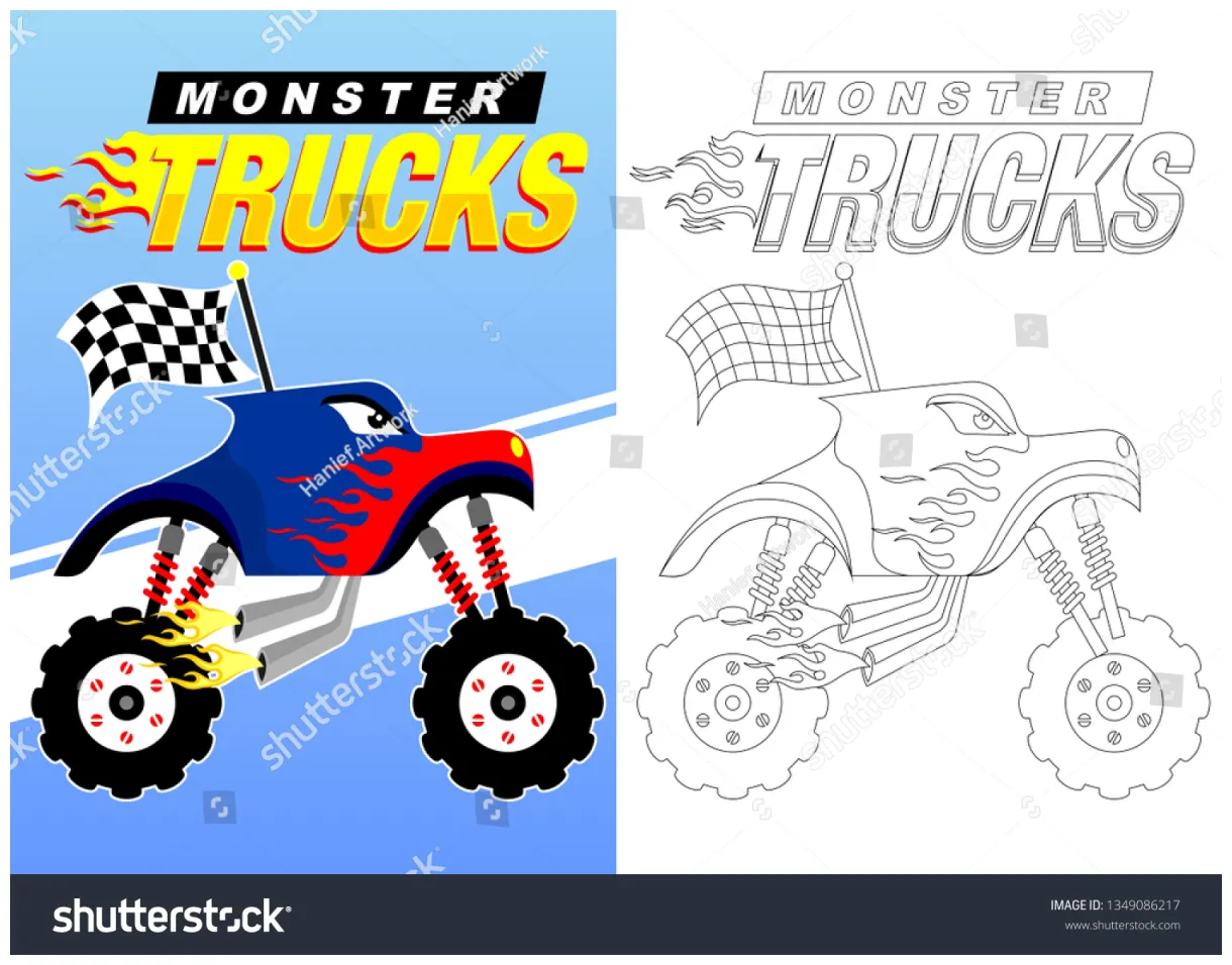 Coloring book page truck stock vector 1349086217