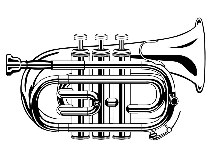 Coloring page trumpet free printables img 10015