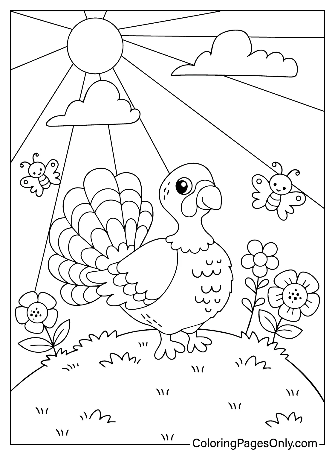 Turkey Coloring Page PDF - Free Printable Coloring Pages