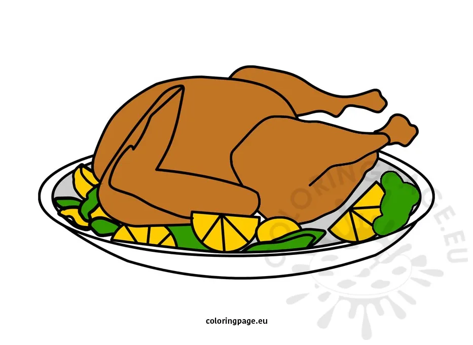 Roasted thanksgiving turkey coloring page