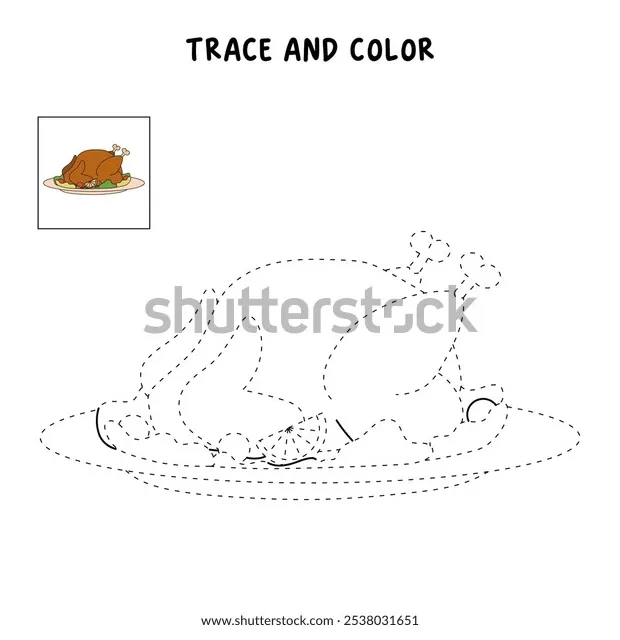 Roasted thanksgiving turkey coloring pages kids stock vector royalty