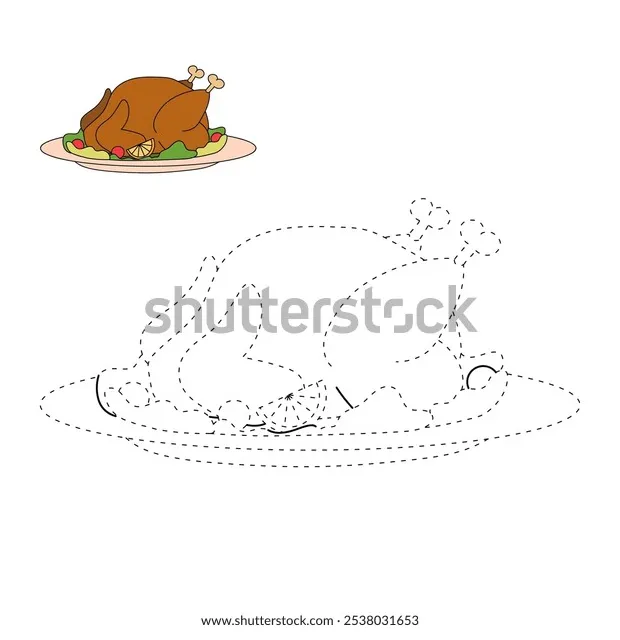 Roasted thanksgiving turkey coloring pages kids stock vector royalty