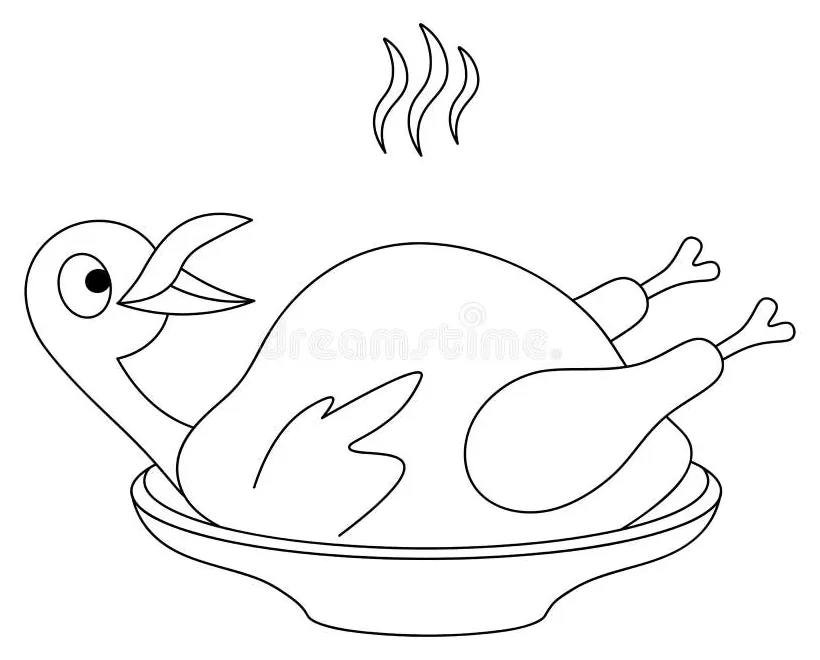 Roasted turkey. juicy meat. vector illustration. outline on an isolated