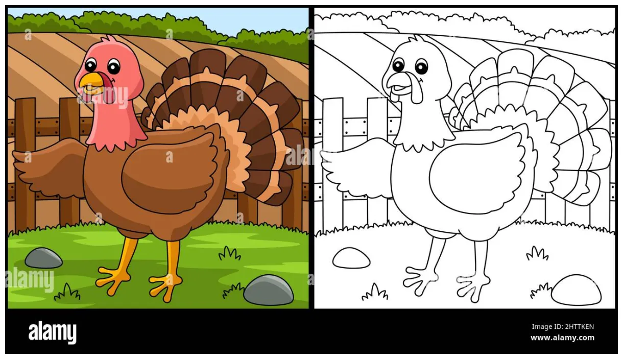 Turkey coloring page colored illustration stock vector & art alamy