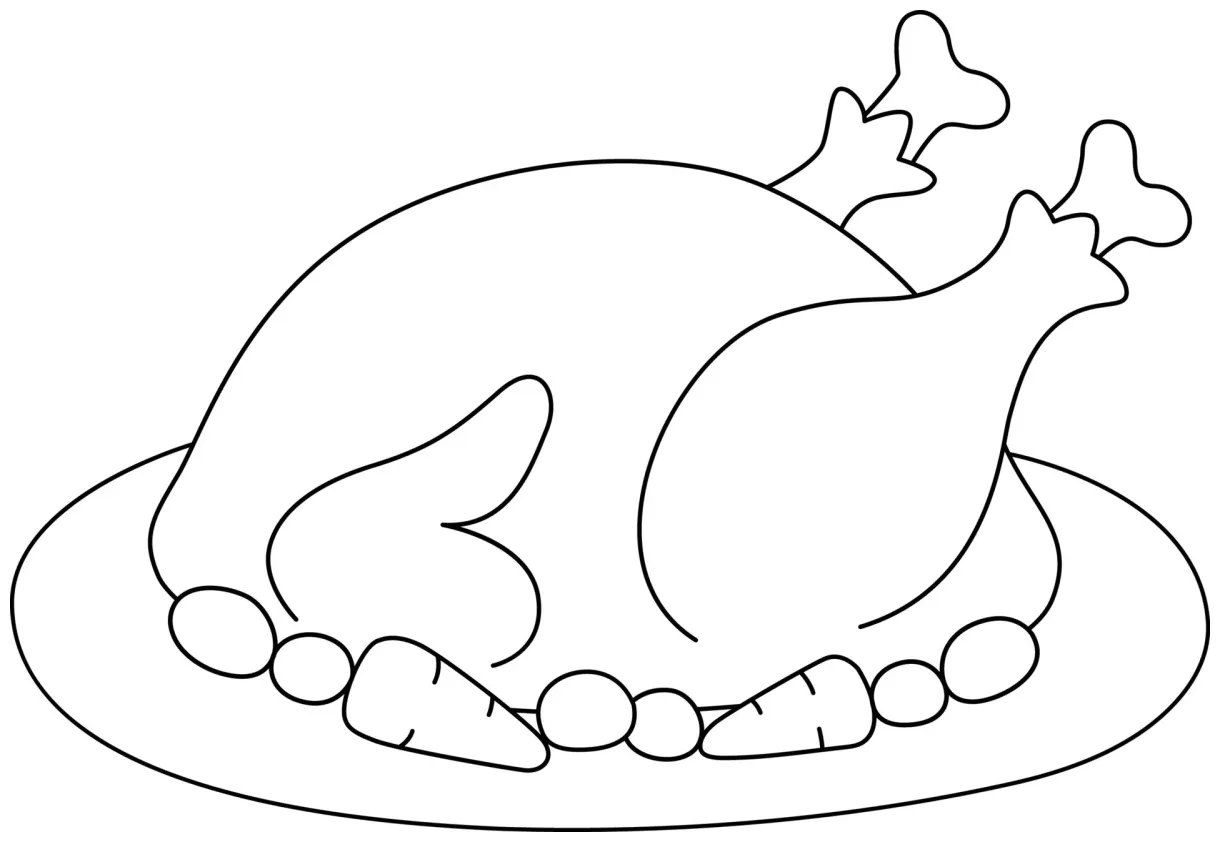 Thanksgiving turkey feast isolated coloring page 7819101 vector art at