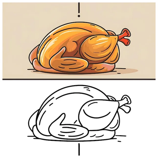 Roasted turkey illustration for coloring pages premium ai-generated