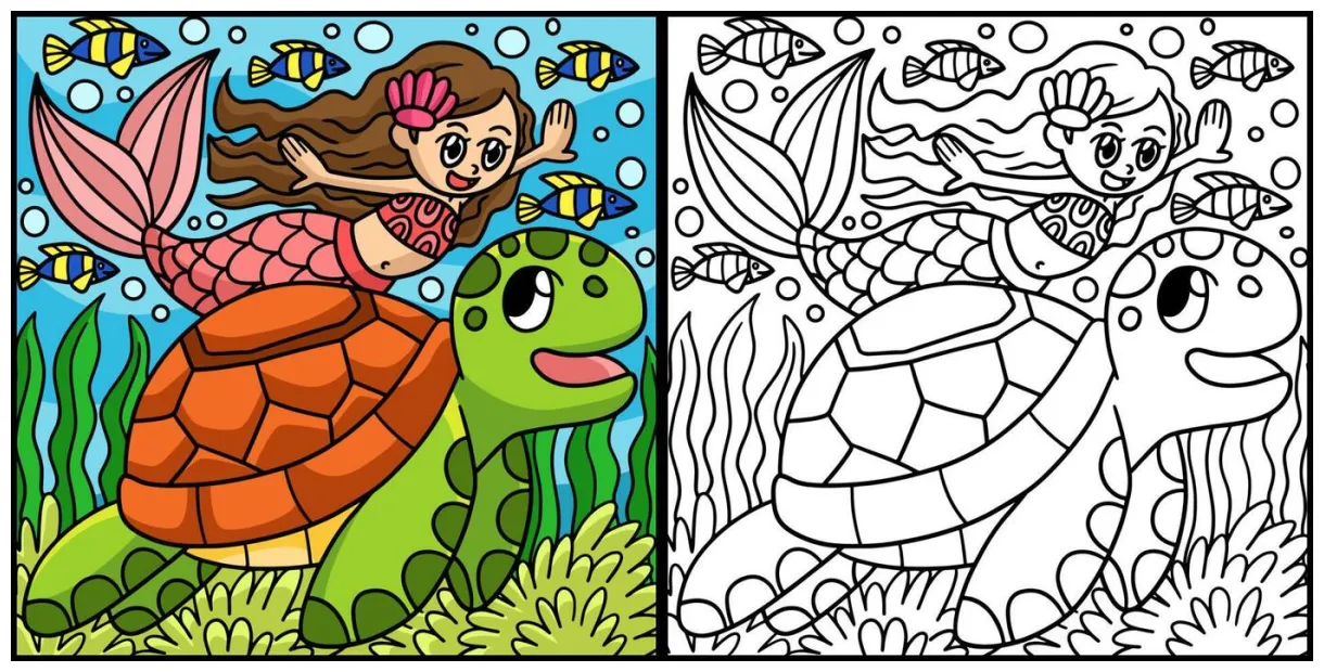 Turtle coloring page vector art, icons, and graphics for