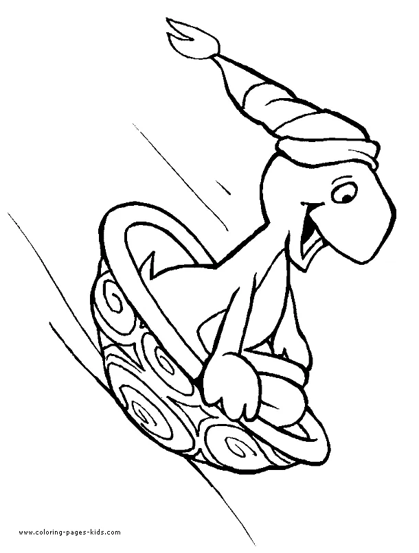 Sledding turtle color page