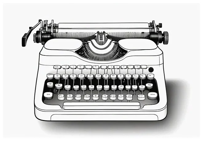 Download typewriter, kids, coloring page. royalty-free stock