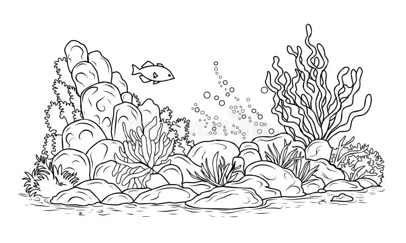 Underwater world coloring page. coloring page atlantis castle