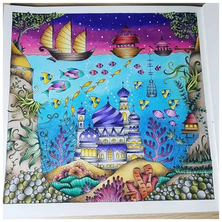 Underwater city coloring page