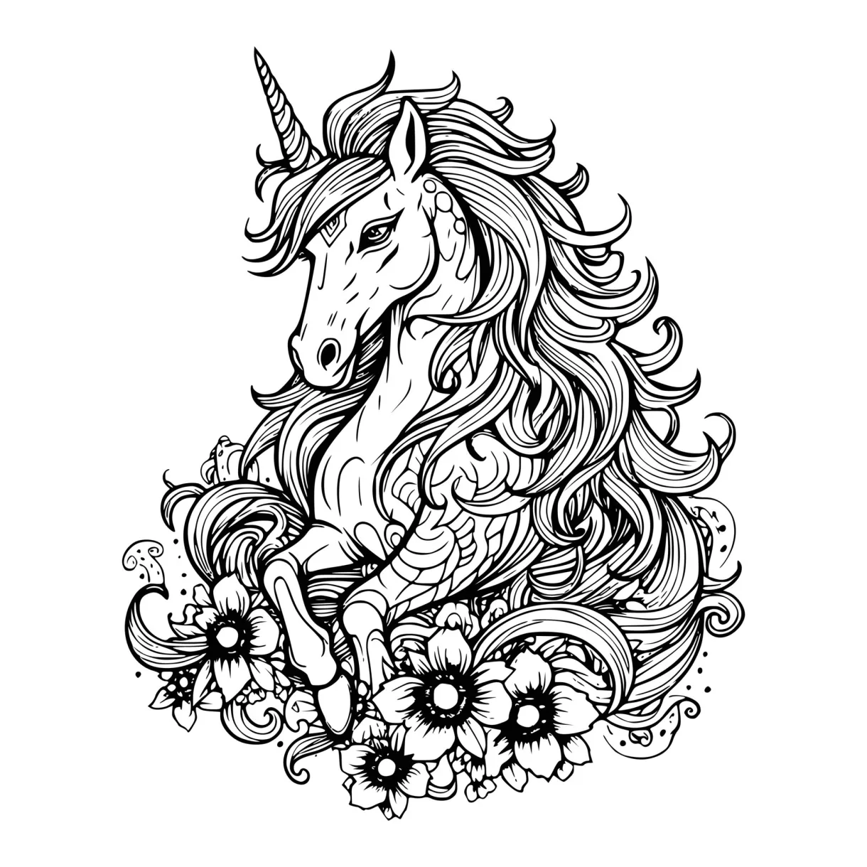 Unicorn coloring page for kids 26615193 Vector Art at Vecteezy
