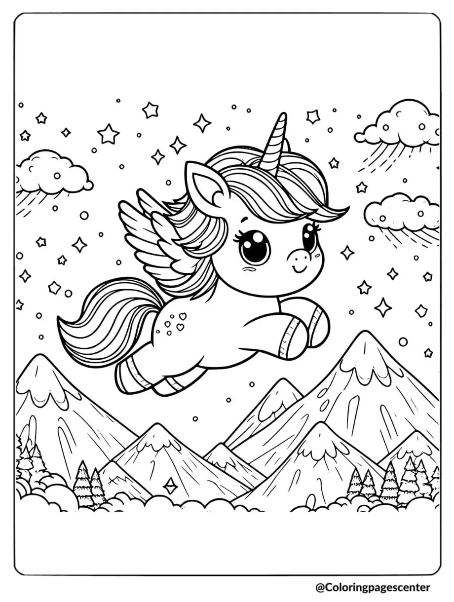 Free Printable Flying Unicorn Coloring Pages