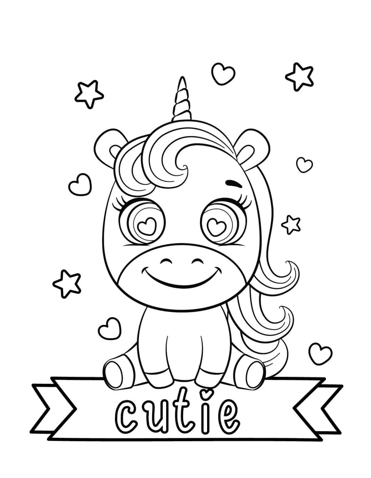 A Cute Unicorn coloring page - Download, Print or Color Online for Free
