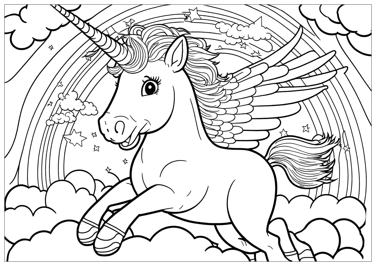 Rainbow Unicorn Coloring Page Pdf Unicorn Coloring Colouring | My XXX