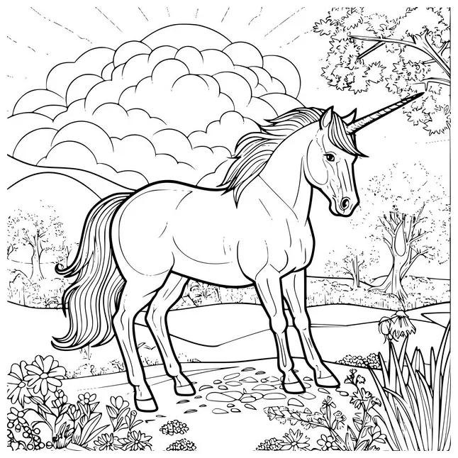 Coloring page with horse galloping vectors & illustrations for free